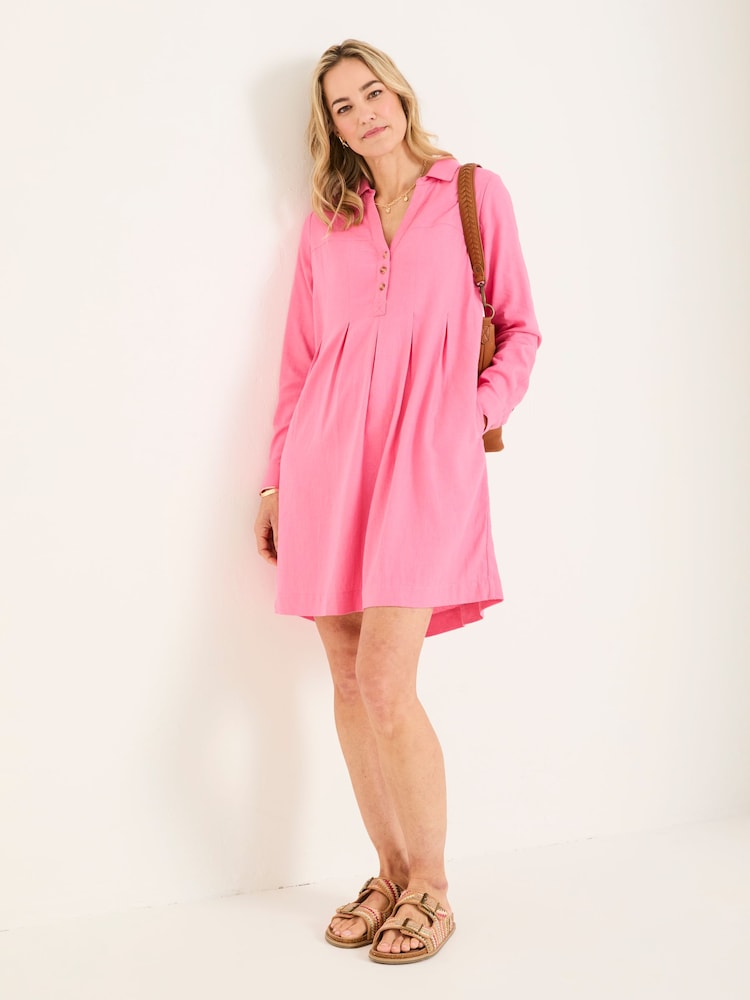 chinese dress ladies Sustainable Linen Dress in Pink Coral main image 0