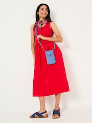 FatFace Sal Bright Red 100% Cotton Midi Dress - Image 1 of 5