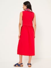 FatFace Sal Bright Red 100% Cotton Midi Dress - Image 2 of 5
