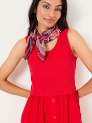 FatFace Sal Bright Red 100% Cotton Midi Dress - Image 4 of 5