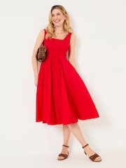 FatFace Maria Red Midi Dress - Image 1 of 10