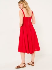 FatFace Maria Red Midi Dress - Image 2 of 10