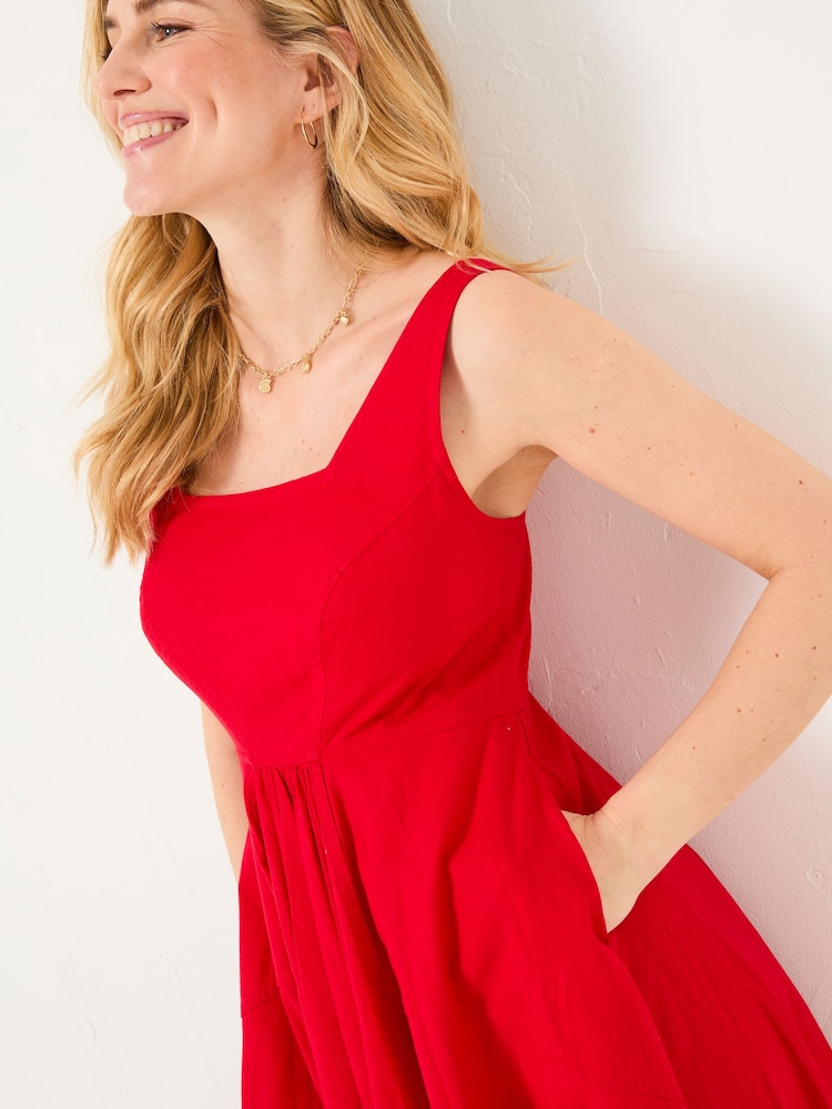 FatFace Maria Red Midi Dress - Image 4 of 10