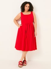 FatFace Maria Red Midi Dress - Image 5 of 10