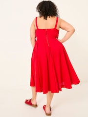 FatFace Maria Red Midi Dress - Image 6 of 10