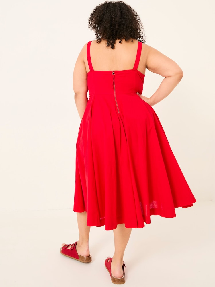 FatFace Maria Red Midi Dress - Image 6 of 10