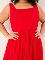 FatFace Maria Red Midi Dress - Image 9 of 10