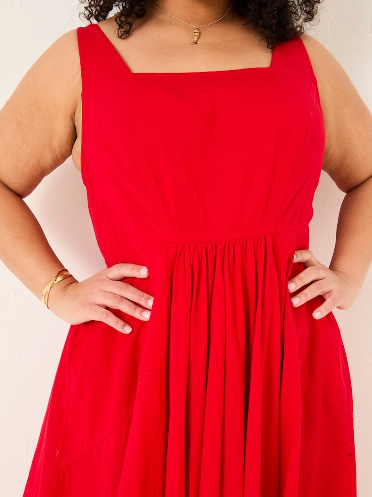FatFace Maria Red Midi Dress - Image 9 of 10