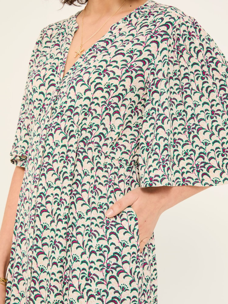 Mehrfarbig Efeu Floralmuster - FatFace Embroidered Midi Dress - Image 3 of 5