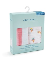 Aden + Anais White Essentials Cotton Muslin Blanket 2 Pack - Image 1 of 8