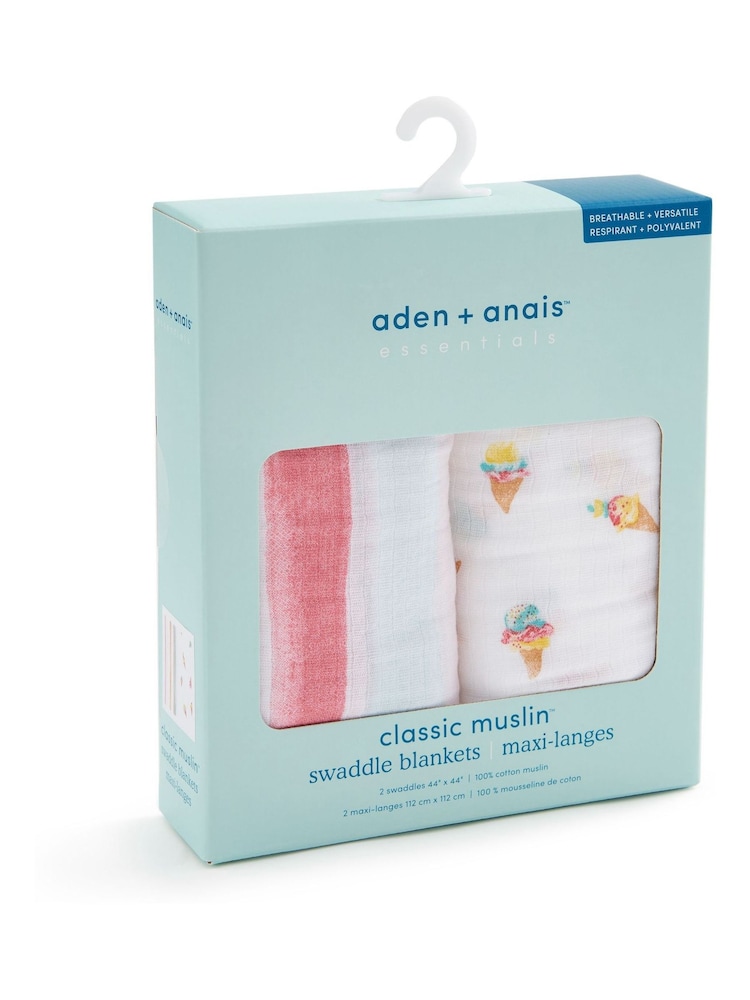 Aden + Anais White Essentials Cotton Muslin Blanket 2 Pack - Image 1 of 8
