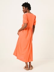 FatFace Remi Dark Coral Linen Midi Dress - Image 2 of 5