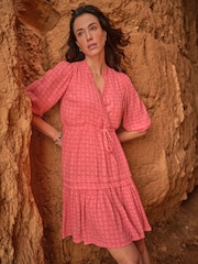 FatFace Nancy Mid Pink Paisley Ditsy Dress - Image 1 of 7