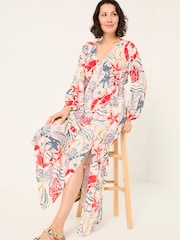 FatFace Noelle Ivory Sea Scene Midi Dress - Image 4 of 6