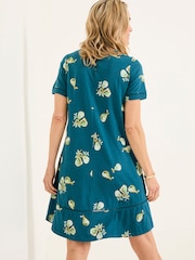 FatFace Simone Teal Blue Figs Jersey Dress - Image 2 of 4