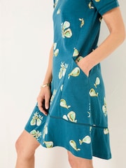 FatFace Simone Teal Blue Figs Jersey Dress - Image 4 of 4