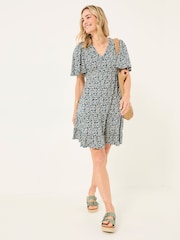 FatFace Grace Teal Blue Shibori Jersey Dress - Image 3 of 5