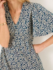 FatFace Grace Teal Blue Shibori Jersey Dress - Image 4 of 5