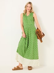 FatFace Ellie Mid Green Woodblock Jersey Maxi Dress - Image 1 of 11