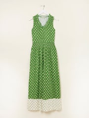 FatFace Ellie Mid Green Woodblock Jersey Maxi Dress - Image 11 of 11