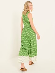 FatFace Ellie Mid Green Woodblock Jersey Maxi Dress - Image 2 of 11