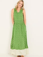 FatFace Ellie Mid Green Woodblock Jersey Maxi Dress - Image 3 of 11