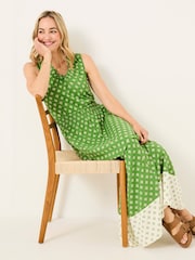 FatFace Ellie Mid Green Woodblock Jersey Maxi Dress - Image 4 of 11