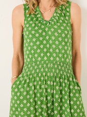 FatFace Ellie Mid Green Woodblock Jersey Maxi Dress - Image 5 of 11