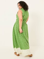 FatFace Ellie Mid Green Woodblock Jersey Maxi Dress - Image 7 of 11