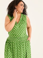 FatFace Ellie Mid Green Woodblock Jersey Maxi Dress - Image 9 of 11