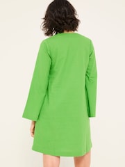 FatFace Mid Green Linen Kaftan Dress - Image 2 of 5