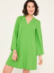 FatFace Mid Green Linen Kaftan Dress - Image 3 of 5