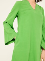 FatFace Mid Green Linen Kaftan Dress - Image 4 of 5