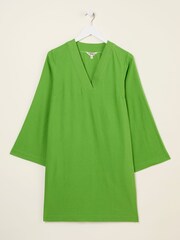 FatFace Mid Green Linen Kaftan Dress - Image 5 of 5
