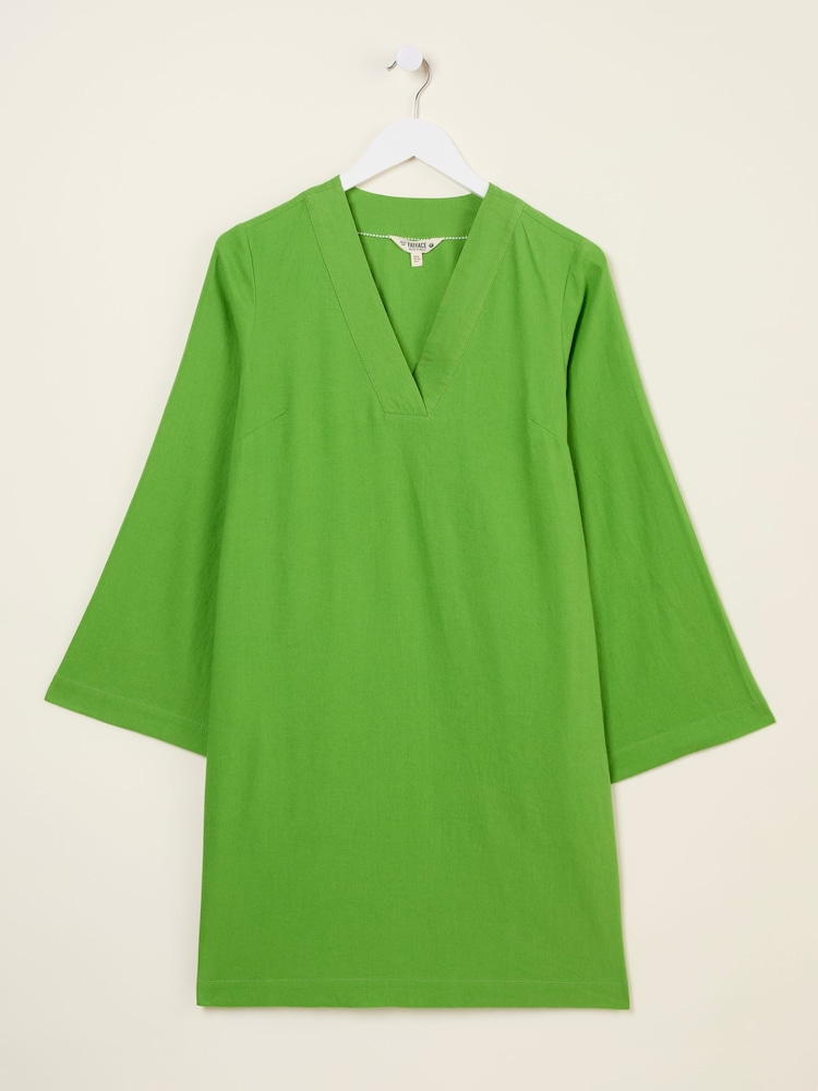 FatFace Mid Green Linen Kaftan Dress - Image 5 of 5