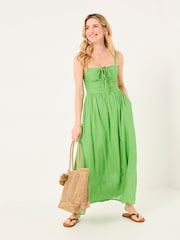 FatFace Meg Bright Green Midi Dress - Image 1 of 7