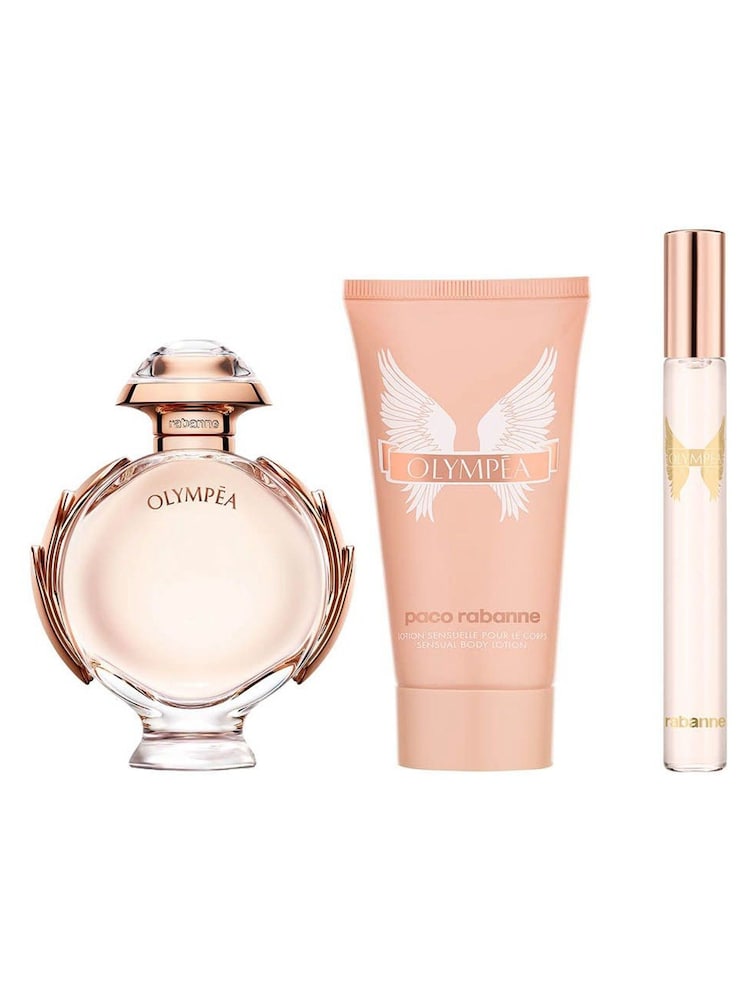 Rabanne Olympea Eau de Parfum 50ml, Body Lotion 75ml & Travel Spray 10ml Gift Set (Worth Over £105) - Image 2 of 3