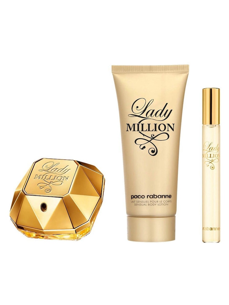 Rabanne Lady Million Eau de Parfum 50ml, Body Lotion 75ml & Travel Spray 10ml Gift Set (Worth Over £108) - Image 2 of 4