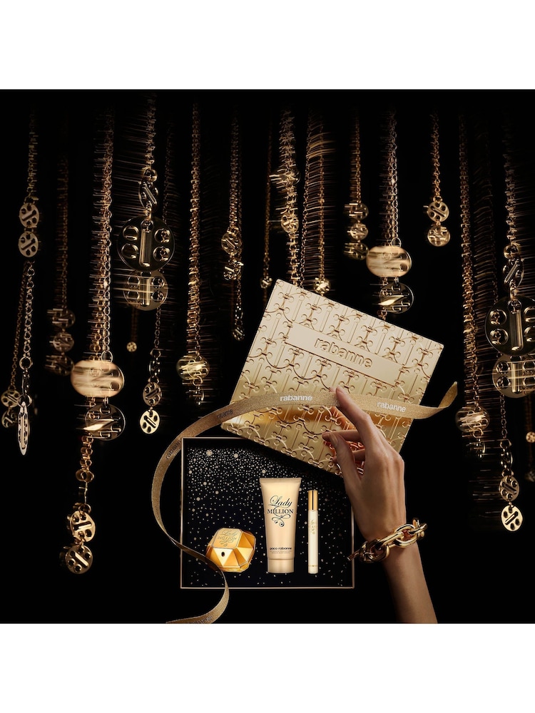 Rabanne Lady Million Eau de Parfum 50ml, Body Lotion 75ml & Travel Spray 10ml Gift Set (Worth Over £108) - Image 4 of 4