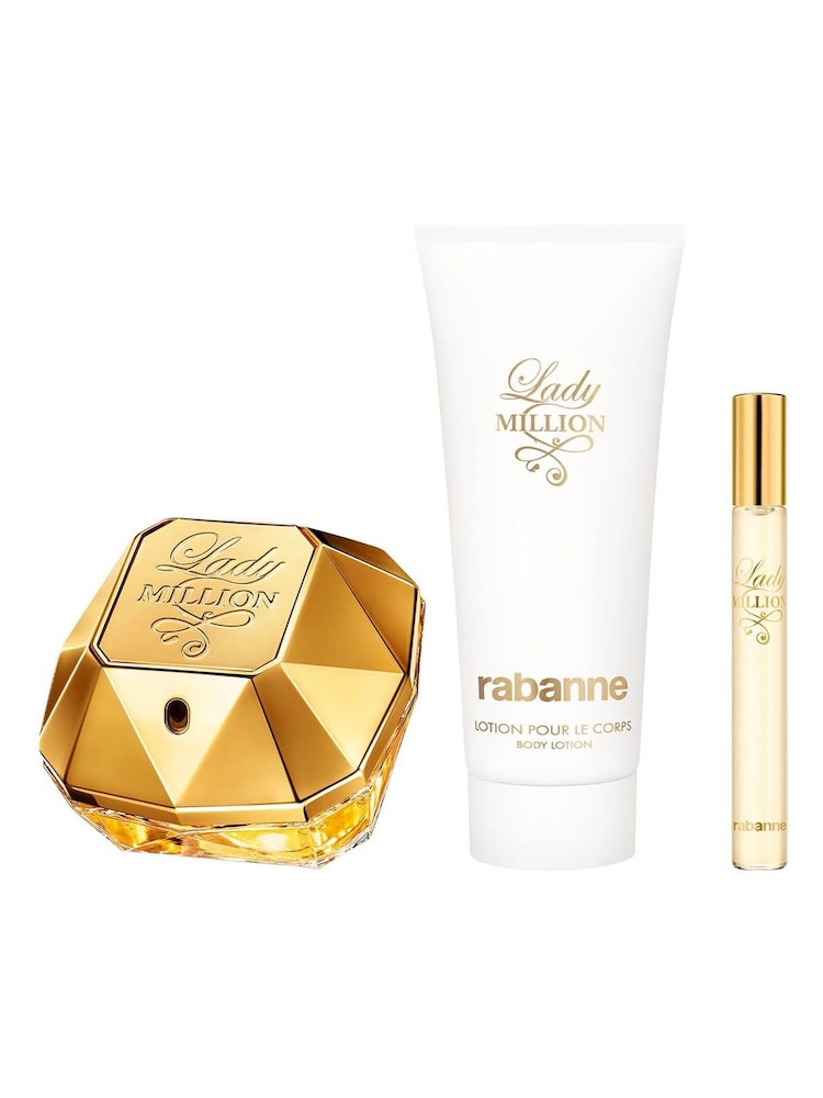 Rabanne Lady Million Eau de Parfum 80ml, Body Lotion 100ml & Travel Spray 10ml Gift Set (Worth Over £131) - Image 2 of 4