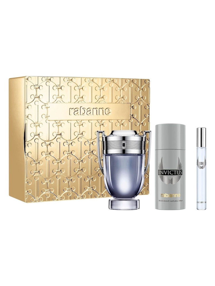 Rabanne Invictus Eau de Toilette 100ml, Deodorant 150ml & Travel Spray 10ml Gift Set (Worth £129) - Image 1 of 3 Rabanne Invictus Eau de Toilette 100ml, Deodorant 150ml & Travel Spray 10ml Gift Set (Worth £129) - Image 1 of 3