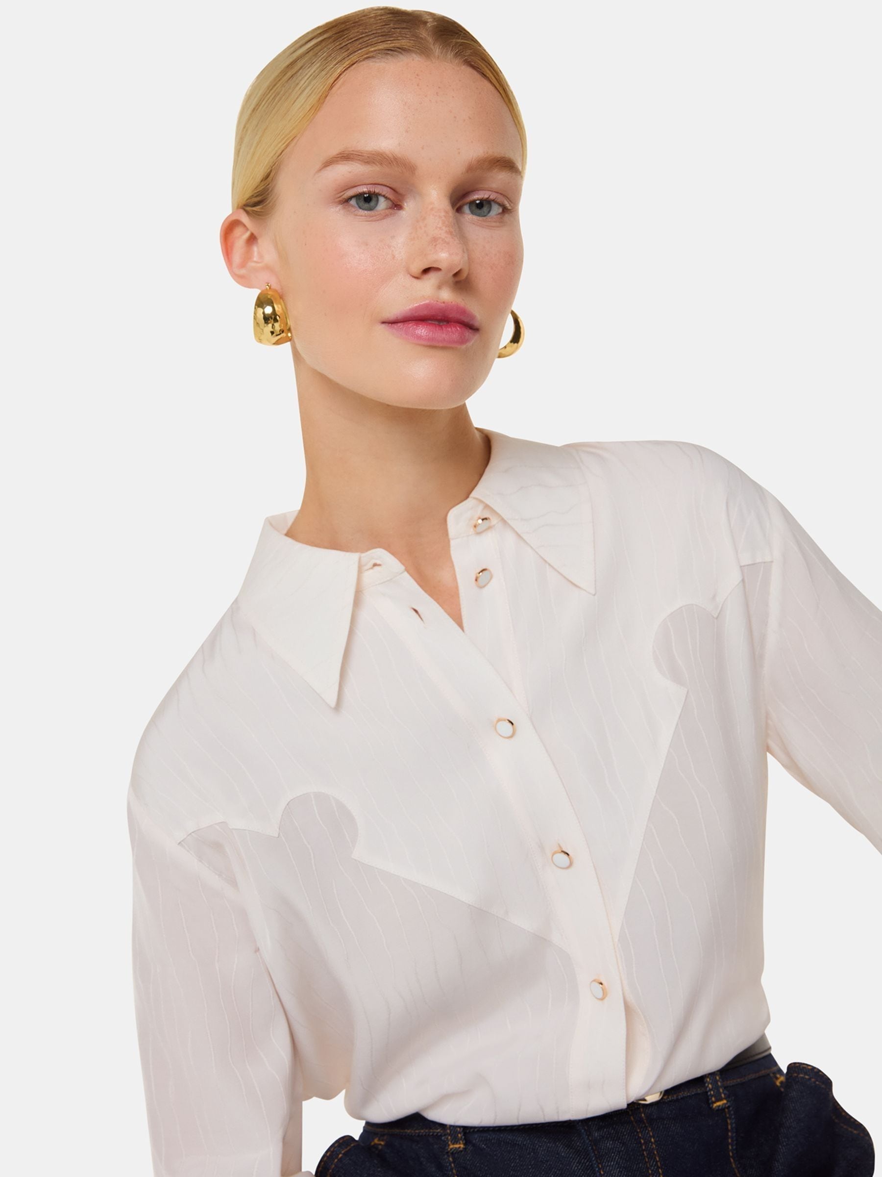 Whistles Pink Orla Western Detail Shirt