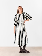 Whistles White Hazy Stripe Shirt Dress - Image 2 of 6