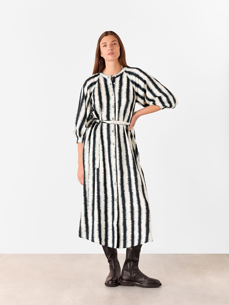 Whistles White Hazy Stripe Shirt Dress - Image 2 of 6