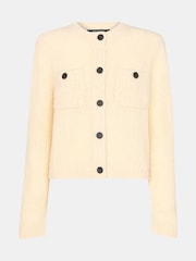 Whistles Cream Wool Mix Textured Cardigan - Image 6 of 6