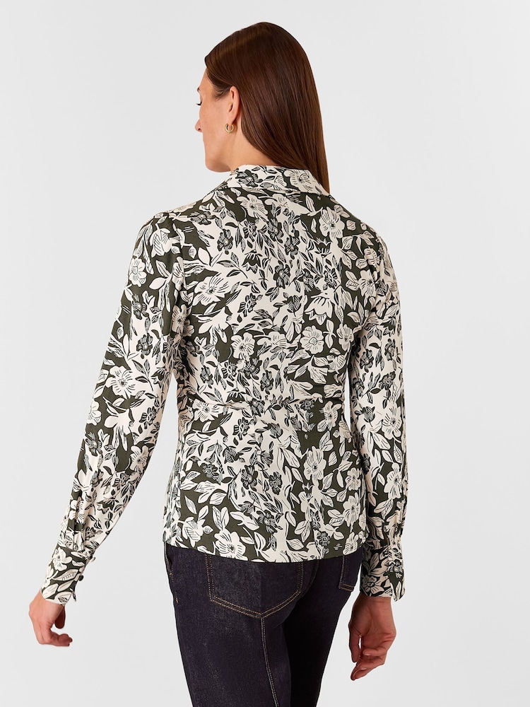 Whistles Green Cut Stems V-Neck Blouse - Image 2 of 5