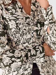 Whistles Green Cut Stems V-Neck Blouse - Image 4 of 5