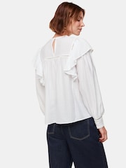 Whistles White Johanna Textured Frill Blouse - Image 2 of 5