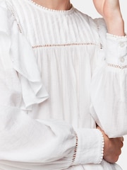 Whistles White Johanna Textured Frill Blouse - Image 3 of 5