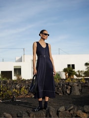 Whistles Blue Karina Sleeveless Midi Dress - Image 1 of 6